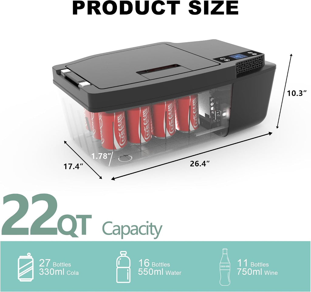CHERY INDUSTRIAL.COM Car Refrigerator 12 Volt Tesla Fridge Model 3 Portable Car Freezer App Control -4℉-50℉ for Travel Camping Road Trip 22QT(20L)