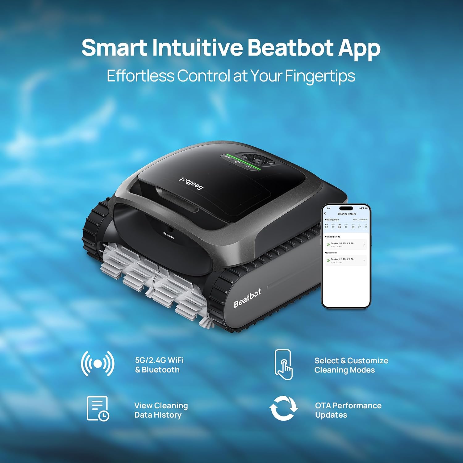 Beatbot A100 Cordless Robotic Swimming Pool Cleaning Vacuum, Wireless Charging, APP Controlled