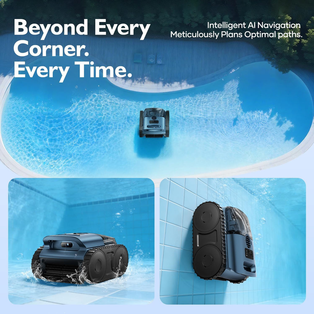 [2026 Release] Automatic Robotic Pool Vacuum for Inground & Above Ground Pools, Wall Climbing Pool Vacuum Cleaner, Cleans Floor, Walls, Waterline, Drain up to 2150 Sq. Ft., 190 Min