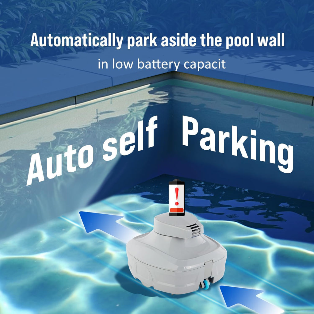 Compact Cordless Robotic Pool Cleaner – Pool Vacuum, Lightweight, Dual Filter System, 45 Mins Run Time, Fast 2-Hr Charging, Ideal for Above Ground Pools & In-Ground Pools Up to 550 Sq.ft