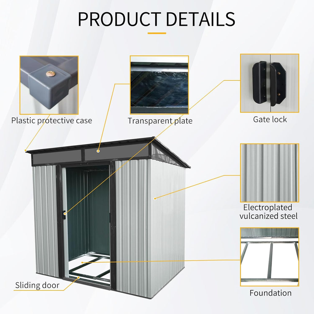 KEIKI 6x5 FT Outdoor Metal Storage Shed with Sloped Roof,Air Vents and Lockable Door for Garden Yard