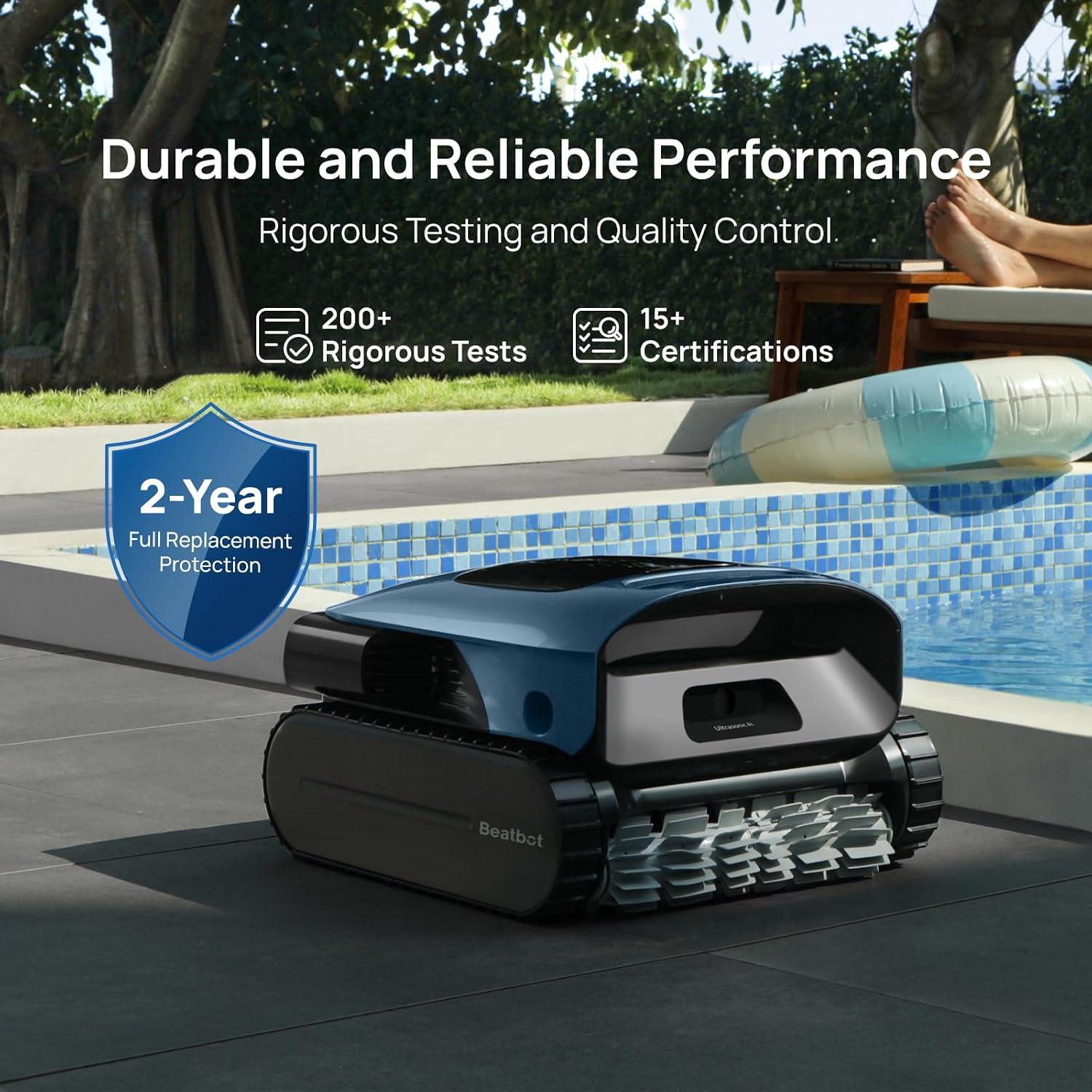 (2026 Upgrade) Beatbot A100 Pro Pool Robot Vacuum, 5-in-1 Cleaning with Smart Surface Parking, Clarifies & Skims Water, Ideal for Inground Pools up to 3,299 Sq.ft - Cobalt Blue