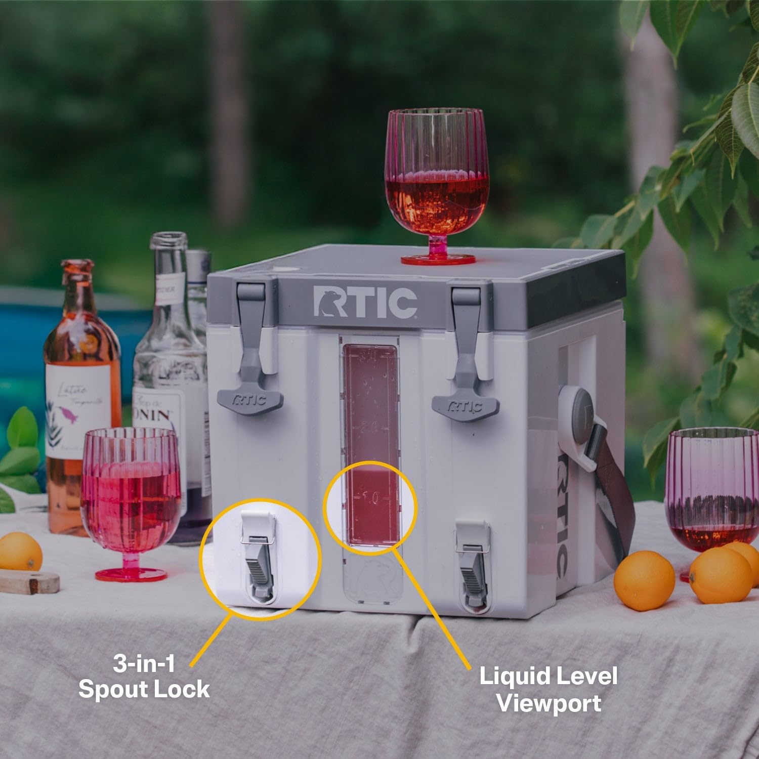 RTIC Halftime Water Cooler 3 Gallon Portable Carrier Container, Drink Beverage Dispenser, Stackable with 2 Taps, Bottleless, BPA-Free, for Sports, Camping, BBQ, Parties, Picnic, Cobalt & White