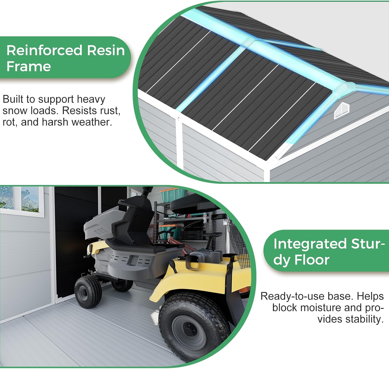 8x6 FT Plastic Storage Sheds Outdoor with Floor and Window, Utility All-Weather Resin Shed Easy to Install, Large Sheds & Outdoor Storage/Tool Shed for Garden Backyard Patio, Gray