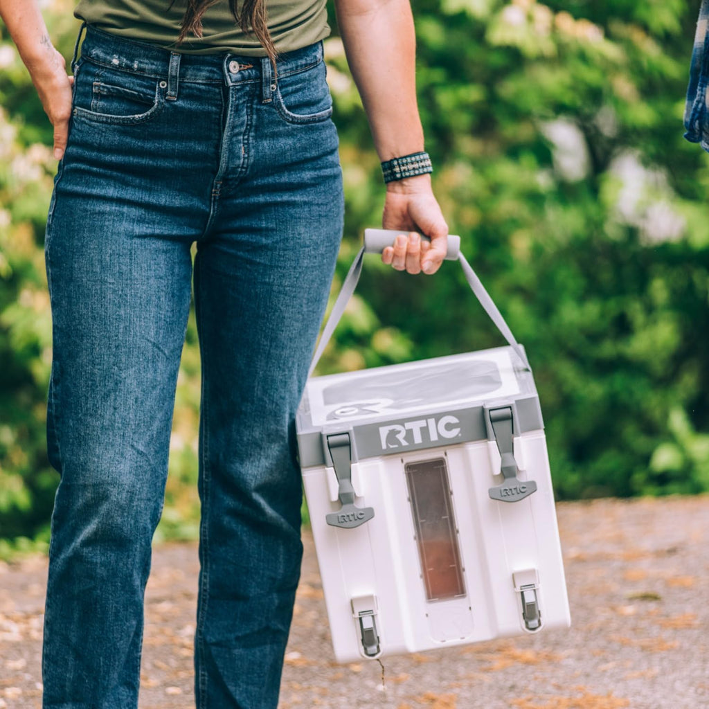 RTIC Halftime Water Cooler 3 Gallon Portable Carrier Container, Drink Beverage Dispenser, Stackable with 2 Taps, Bottleless, BPA-Free, for Sports, Camping, BBQ, Parties, Picnic, Cool Grey & Navy