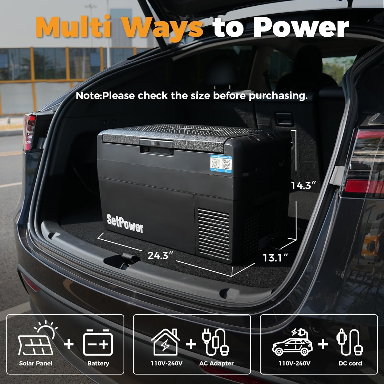 Setpower Car Refrigerator 50 Hours Backup Cooling 27 Quart 12 volt Fridge Portable Car Freezer with Cover 12V Coolers for Vehicles Electric Cooler for Car Camping Truck Van RV SUV Road Trip Travel