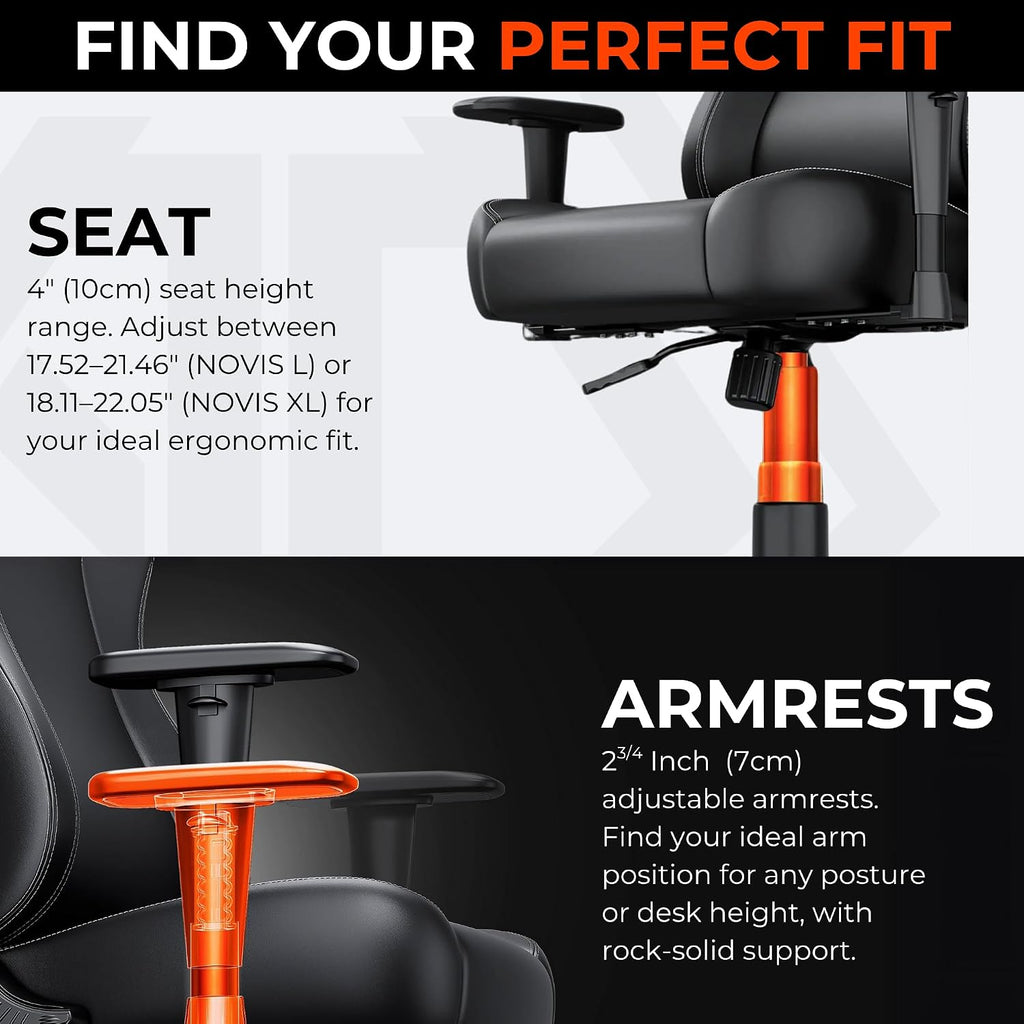 Anda Seat Novis Gaming Chair for Adults - XL Reclining Video Game Chairs, PVC Leather Ergonomic Office Chair, Heavy Duty Back Lumbar Support - Luxury Black Computer Chairs for Home & Work