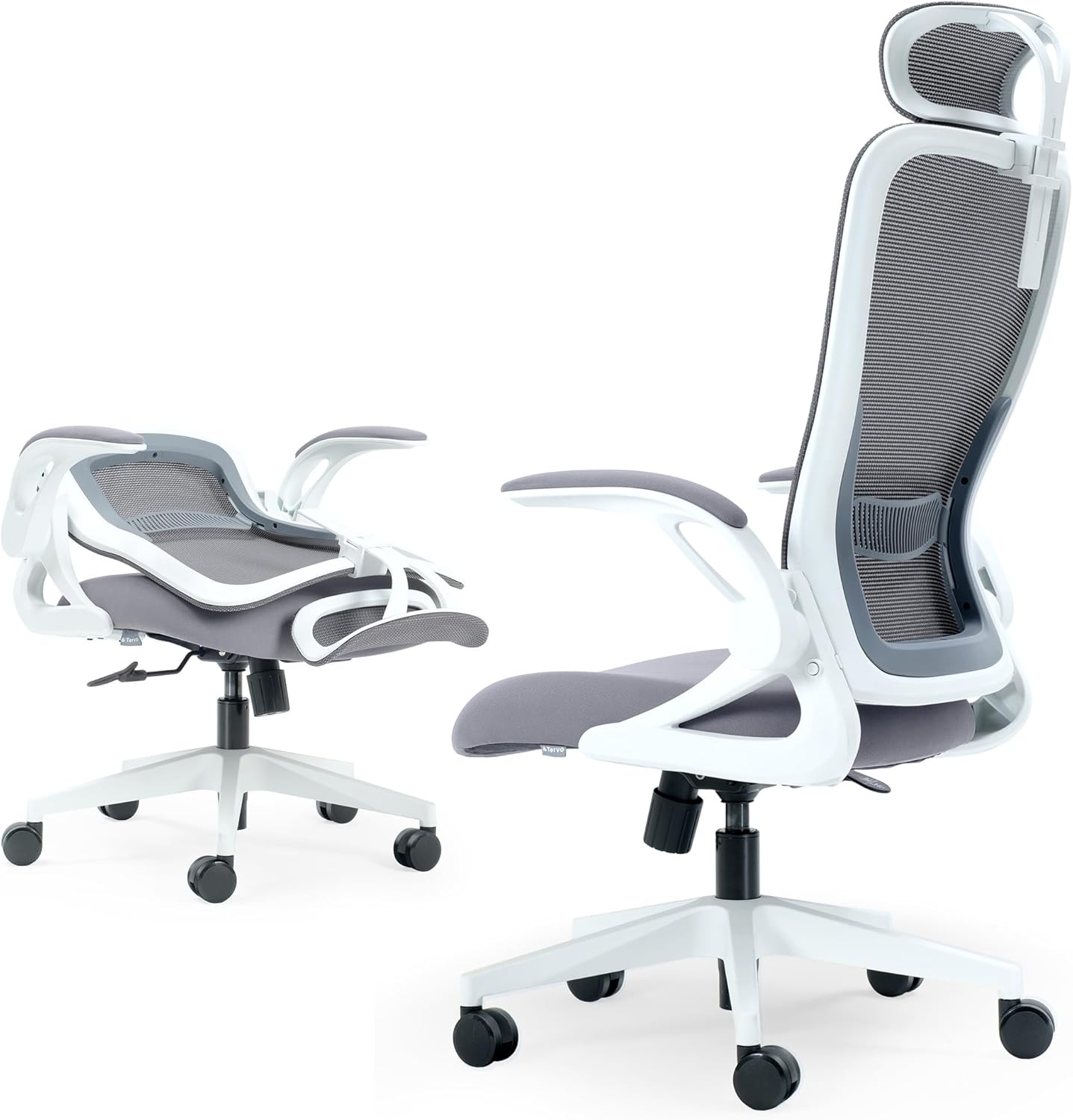 Tervo Model U | Folding Office Chair for Small Spaces | Ergonomic Design with High Rebound Mesh | Computer Desk Chair for Gaming | For Adults & Kids | Foldable & Compact with Flip Up Arms