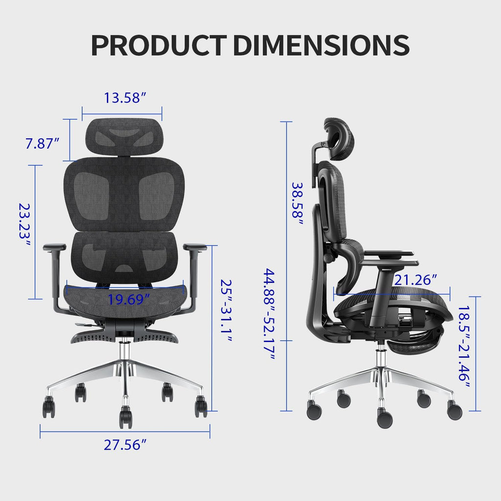 PatioMage Ergonomic Office Chair with Footrest, Big and Tall Desk Chair with Adjustable Lumbar Support, Seat Depth & 3D Armrests, High Back Mesh Computer Chair for Home Office, Black