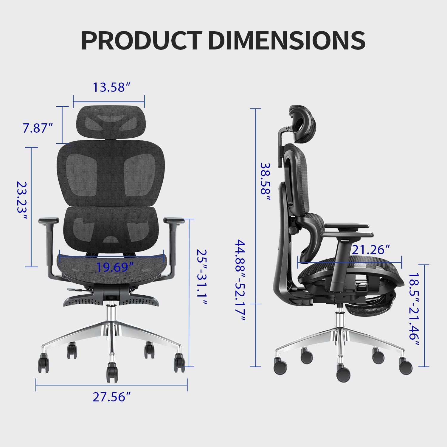 PatioMage Ergonomic Office Chair with Footrest, Big and Tall Desk Chair with Adjustable Lumbar Support, Seat Depth & 3D Armrests, High Back Mesh Computer Chair for Home Office, Black