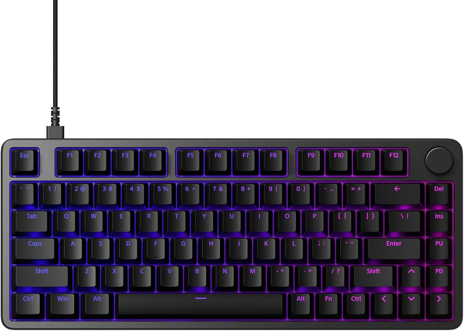 Sony INZONE KBD-H75 75% Wired CNC Aluminum Frame Gaming Keyboard, Hall-Effect Switch, Rapid Trigger, Adjustable Actuation Point, 8000 Hz Polling Rate, RGB Lighting, Volume Dial