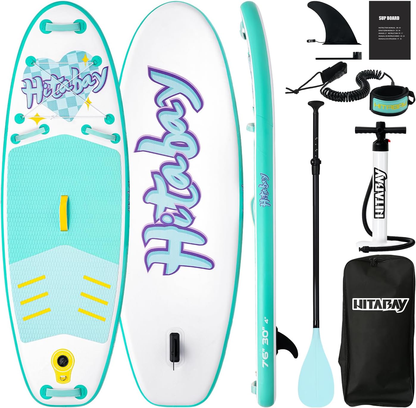 Kids Paddle Board with SUP Accessories, Child Paddle Board Durable, Lightweight, Stable Design, Wide Non-Slip Deck, 7ft 7.6ft 8ft 9.6ft Inflatable Paddle Boards for Kids & Youth