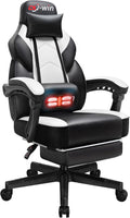 Gaming Chair with Footrest & Lumbar Support, Ergonomic Racing Style Computer Chair, 360° Swivel Height Adjustable Video Game Chair, Massage Office Chair Gaming Equipment, White