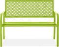 Best Choice Products Outdoor Bench 2-Person Metal Steel Benches Furniture for Garden, Patio, Porch, Entryway w/Geometric Backrest, 790lb Capacity - Lime Green