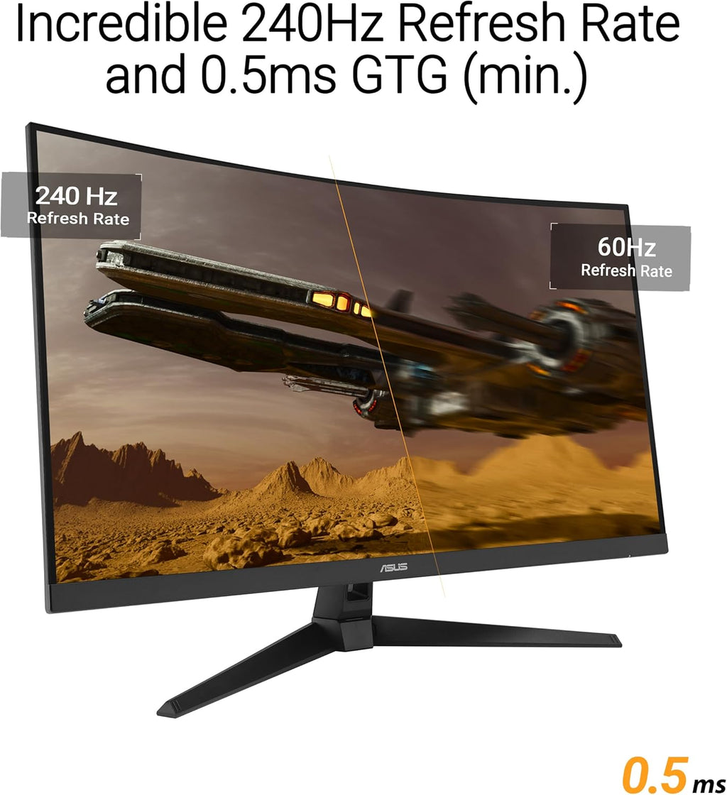 ASUS TUF Gaming Series 5 32' 1080P Curved Monitor (VG32VQM5AZ) - Full HD, 1500R, 240Hz, 0.5ms, Extreme Low Motion Blur Sync, FreeSync Premium, 120% sRGB, DisplayWidget, 3 yr Warranty