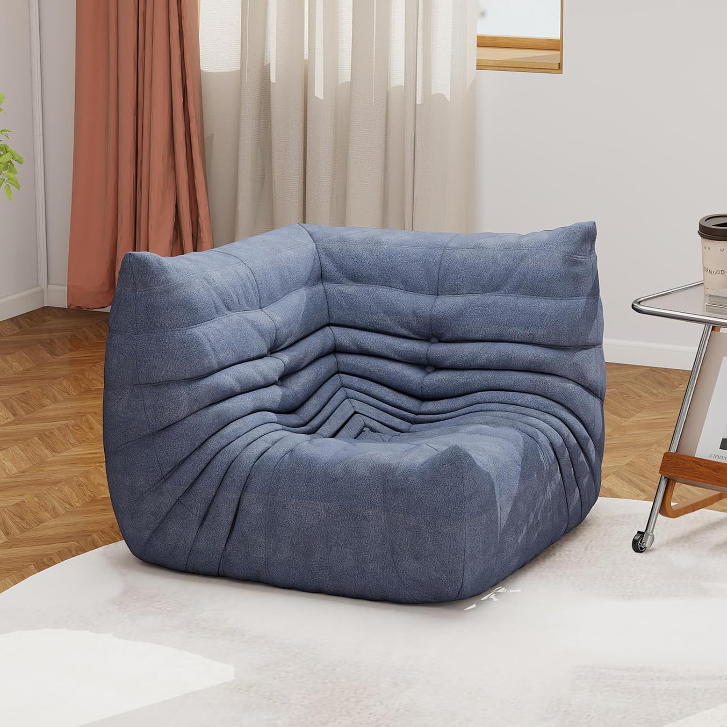 Full Foam Corner Chair – Comfortable Floor Couch for Adults, Waterproof Upholstery, Armless Fireside Lounge Chair for Living Room, Apartment, or Office (Grey)