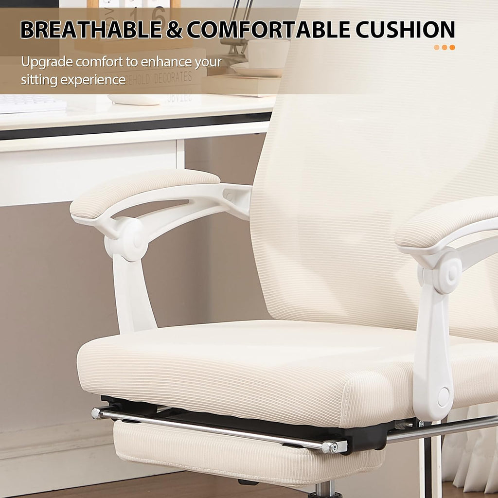 Qulomvs Ergonomic Office Chair with Massage&Heated Lumbar Support, Kneading Massage Office Chair with Foot Rest, Reclining Home Office Desk Chair Adjustable Mesh Computer Desk Chair with Wheels
