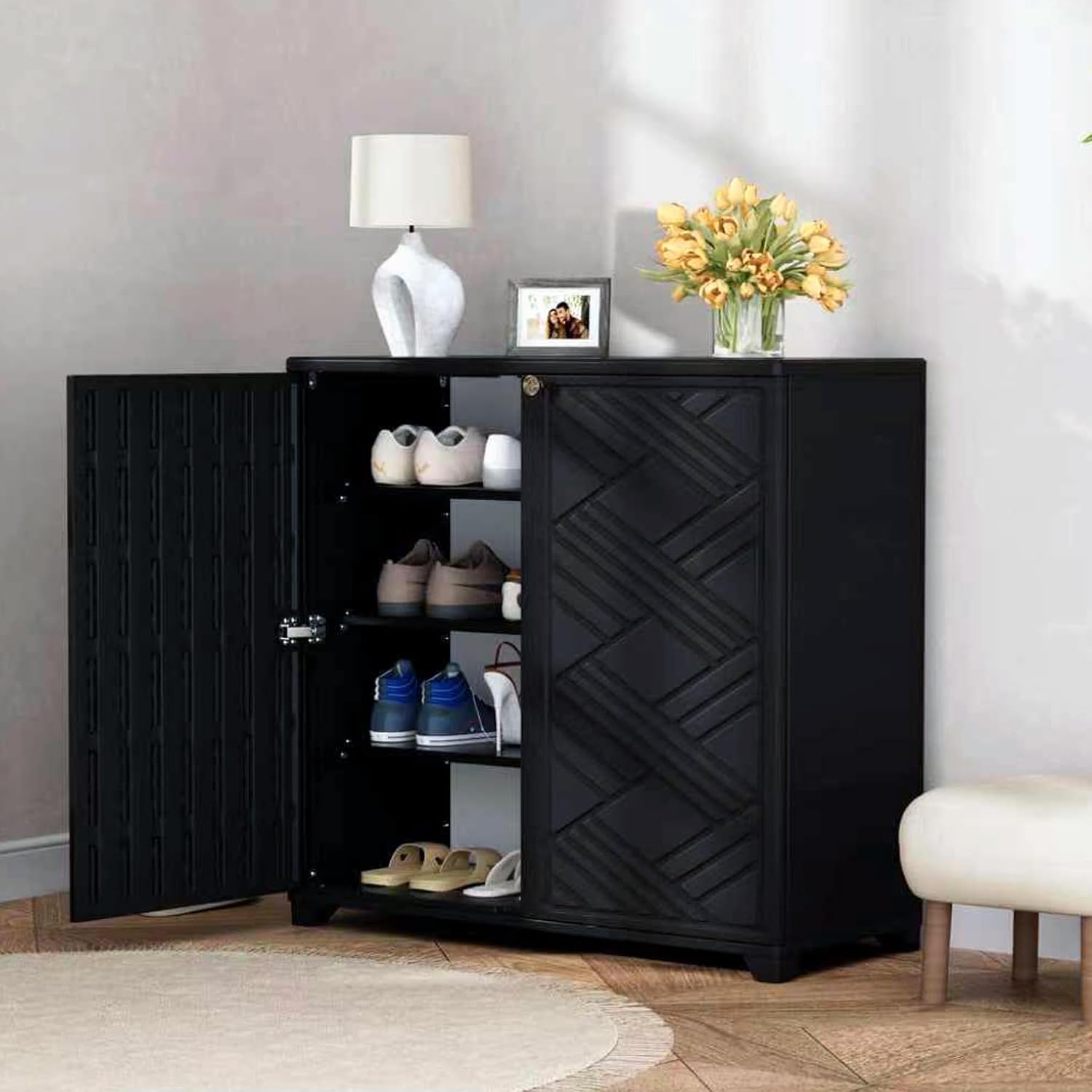 Mrosaa Storage Box Outdoor Caninet,Resin Indoor Storage Box Waterproof Outdoor Storage Cabinets for Patio/Garden/Backyard