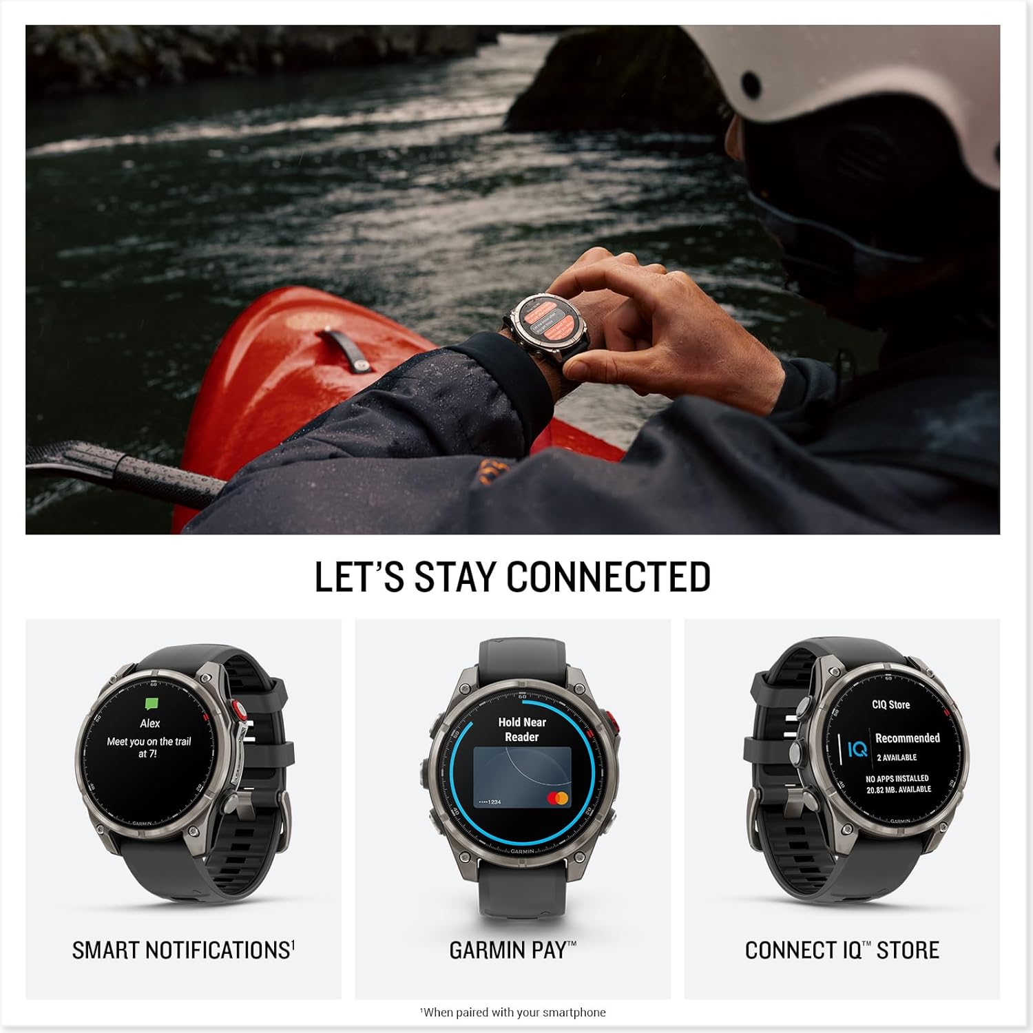 Garmin Fenix 8 Pro 47mm, AMOLED Display, inReach Technology, Premium Connected Multisport GPS Smartwatch, Sapphire, Titanium with Graphite/Black Silicone Band Bundle with Accessories