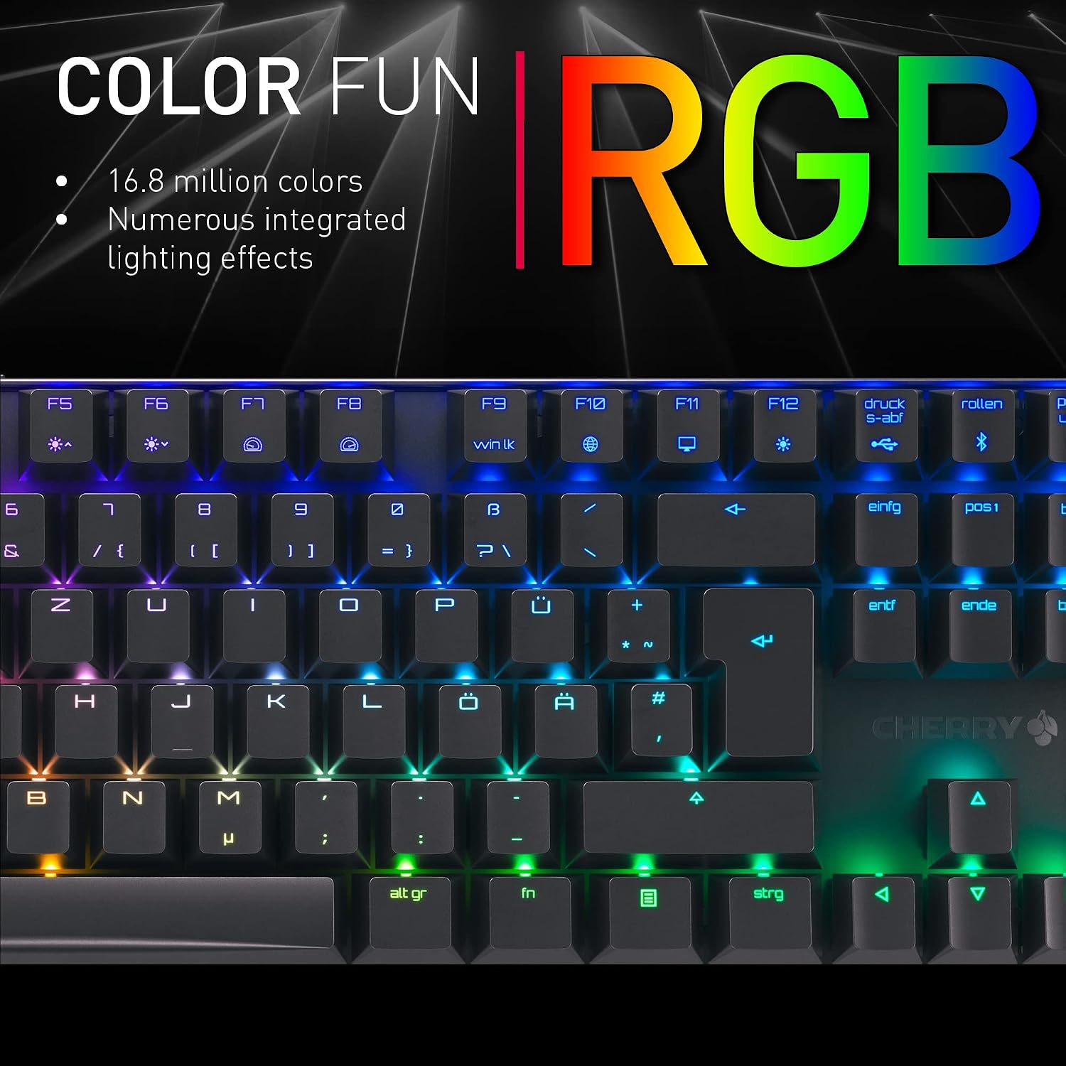 Cherry MX 8.2 TKL Wireless Gaming Keyboard. Compact TenKeyLess. Mechanical 87 Keys RGB Backlit Keys ABS Keycaps. MX Red Switch. Aluminum Carrying Case Included.