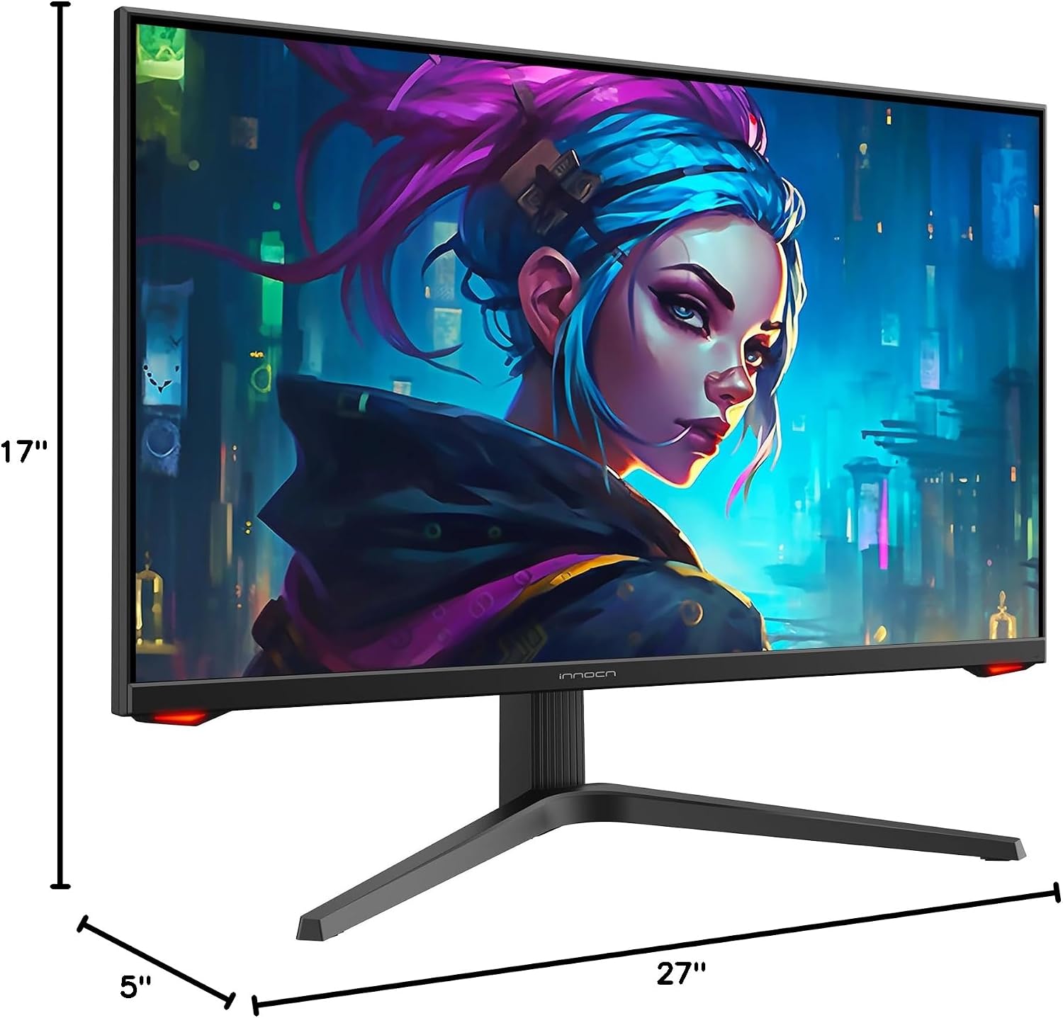 INNOCN 27G1V 27 Inch Monitor 4K 144Hz HDR400 PC Computer Gaming Monitor G-Sync Compatible, 1MS, USB Type-C, HDMI, DisPlayPort, Height Adjustable Stand, VESA Mountable, Machine Black