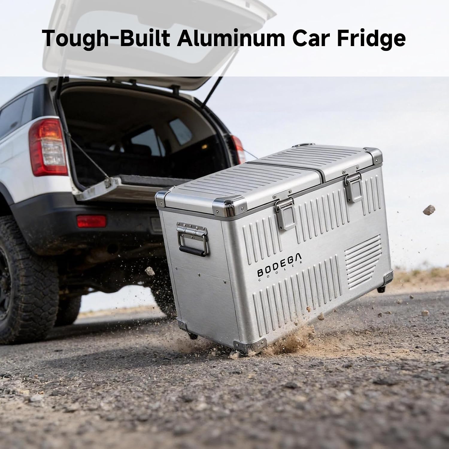 BODEGA 42 Quart (40L) Portable Car Refrigerator, 12V Dual Zone Car Fridge Freezer, Lightweight Aluminum Electric Cooler with Compressor, -4°F to 68°F, DC/AC for Truck, RV, Camping, Van, Home Use