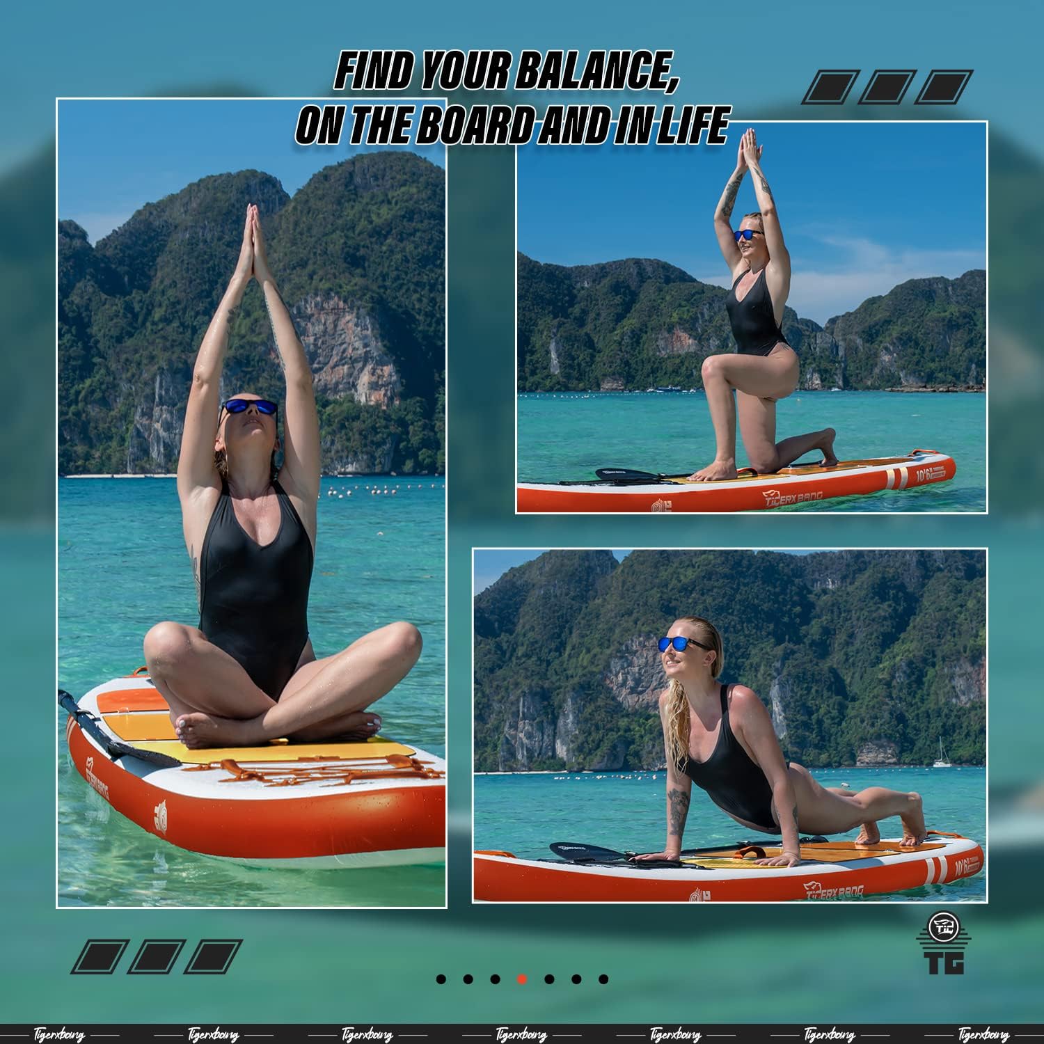 TIGERXBANG Inflatable Paddle Board with Accessories Premium Sup Board, PadelSurf Stand Up Padding for Adults/Kids Sup