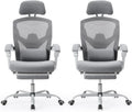 Sweetcrispy Office Computer Desk Chair Set of 2, Ergonomic High-Back Mesh Rolling Work Swivel Chairs with Wheels, Comfortable Lumbar Support, Comfy Arms for Home, Bedroom, Study, Student, Light Grey