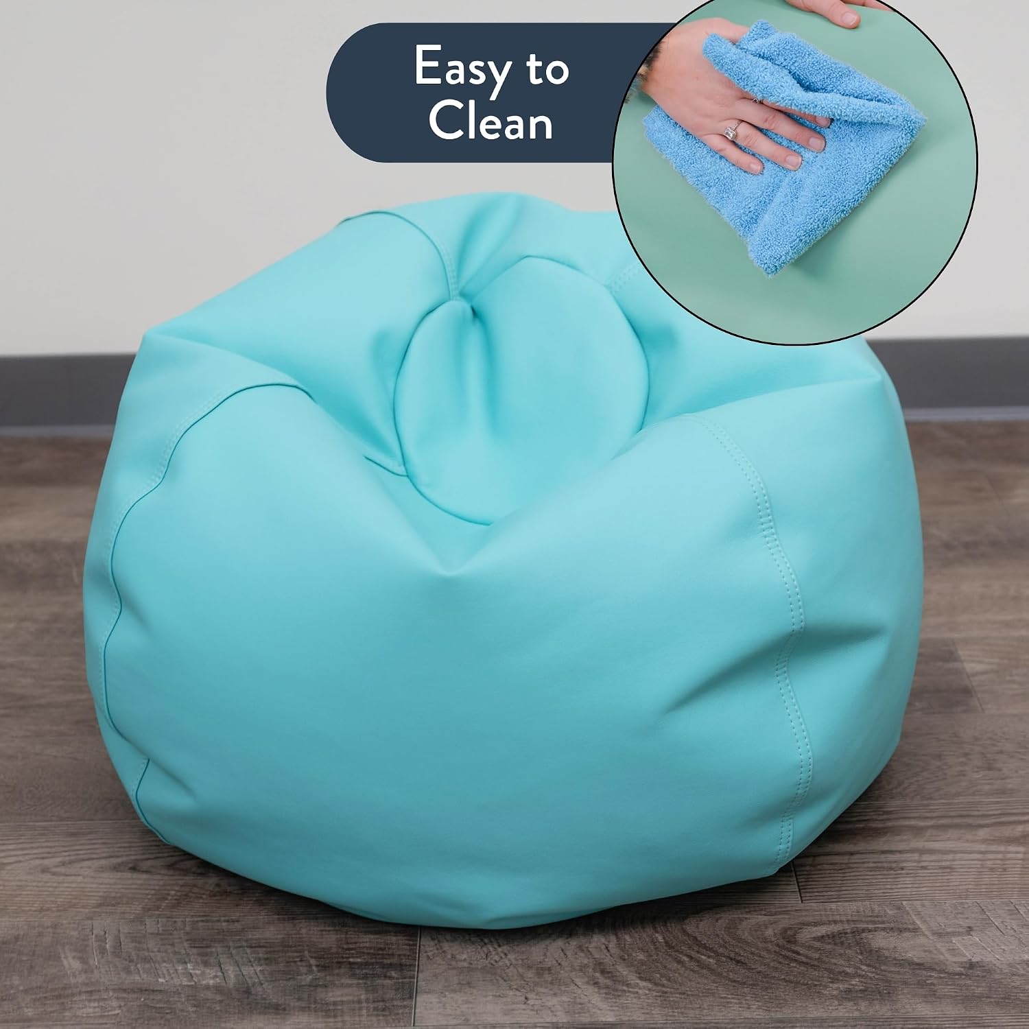 Children's Factory 26' Round Bean Bag, Bean Bag Chair with Water-Resistant Cover for Kids, Flexible Seating for Classroom Elementary, Easy to Clean, Aqua