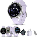 Garmin Venu 4, 41mm, Advanced Fitness Tracker GPS Smartwatch, 1.2' AMOLED Display, Built-in Flashlight, 10 Days of Battery Life, Silver with Periwinkle Silicone Band (Watch Bundle)