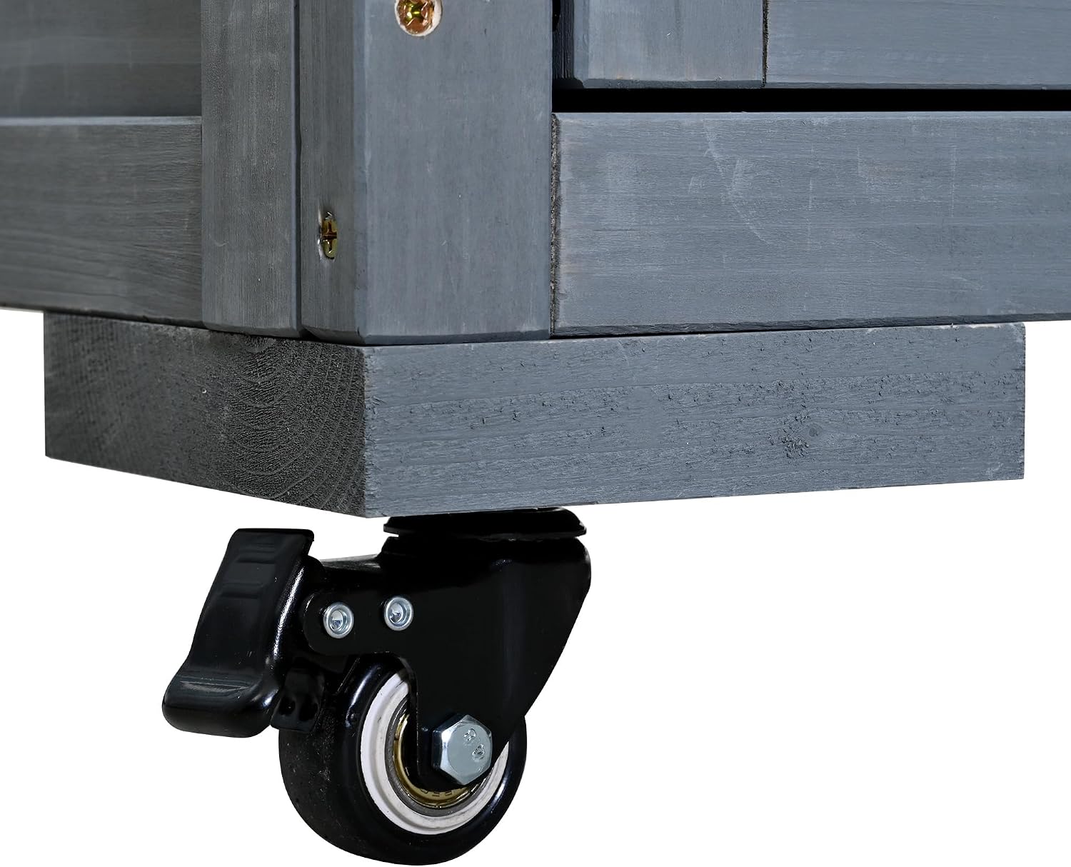 64.9'' H Large Patio Kitchen Island Solid Wood Kitchen Cart, Grill Prep BBQ Table, Garden Potting Bench with Stainless Table Top, 3 Movable Shelves and 2 Drawers (Gray-64.9'')