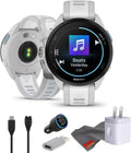 Garmin Forerunner 165 Music GPS Running Smartwatch, Fitness Tracker Smart Watch for Men and Women Bundle with Accessories - Mist Gray/Whitestone