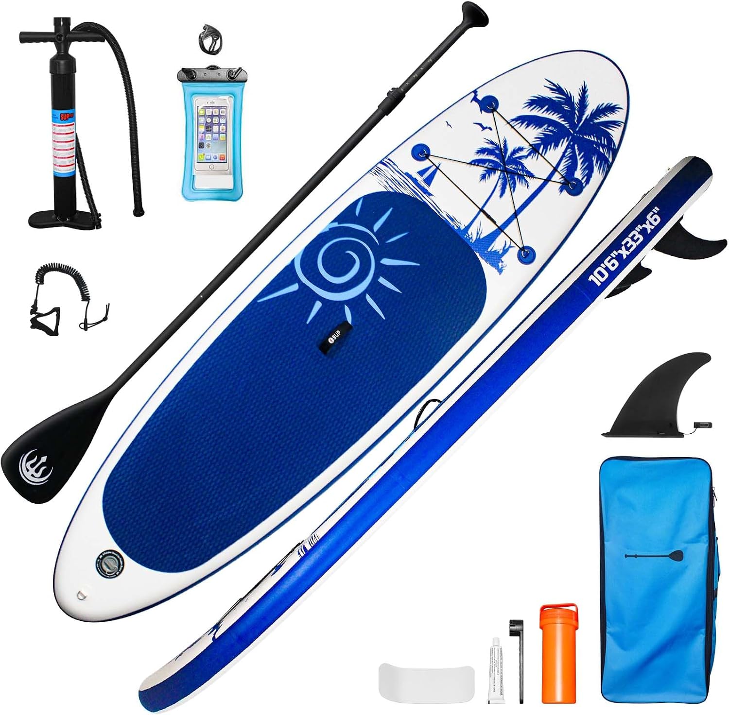 Inflatable Stand Up Paddle Board, with Paddle Board Accessories and Waterproof Phone Bag, 33' Wide Stable Design, Anti-Slip EVA Deck for Youth & Adults of All Skill Levels