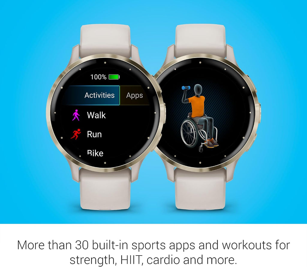 Garmin Venu 3S Soft Gold Stainless Steel Bezel 1.2-Inch AMOLED Touchscreen Display Smart Watch with 41mm Ivory Case and Silicone Band (Renewed)