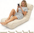 67'' Floor Chair with Back Support Meditation Chair Couch Recliner w Adjustable Backrest Lazy Floor Lounger Gaming Chair for Adults Sofa Bed Sleeper Chair Chaise Lounge Chair Indoor, Light Beige