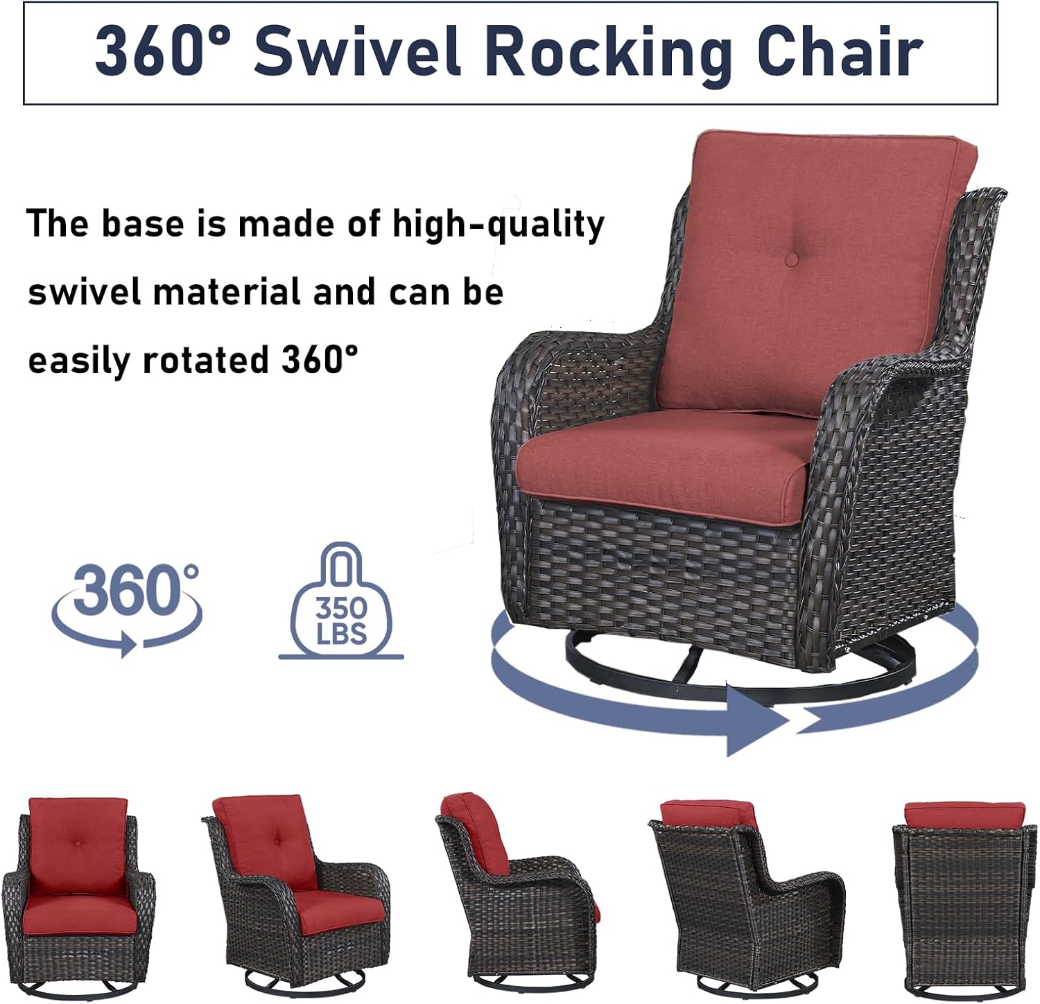 Swivel Rocker Patio Chairs：2 Pieces Patio Swivel Rocker Chairs with Wicker Armrests Patio Swivel Rocking Chairs Outdoor Swivel Rocker Patio Chair