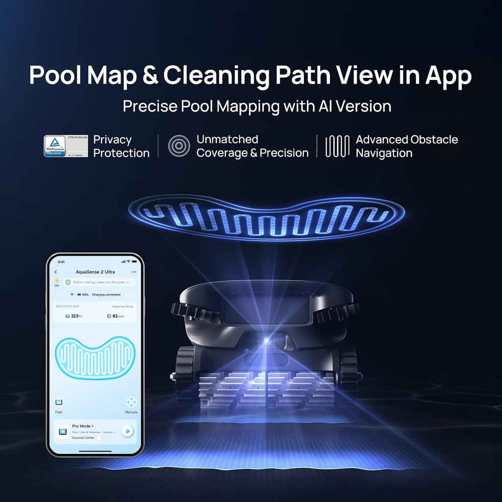 Beatbot AquaSense 2 Ultra Cordless Pool Vacuum Robot with Charging Dock Station-Pool Mapping with AI Camera, 5-in-1 Cleaning, Water Surface Cleaning, Water Clarification, Smart Surface Parking