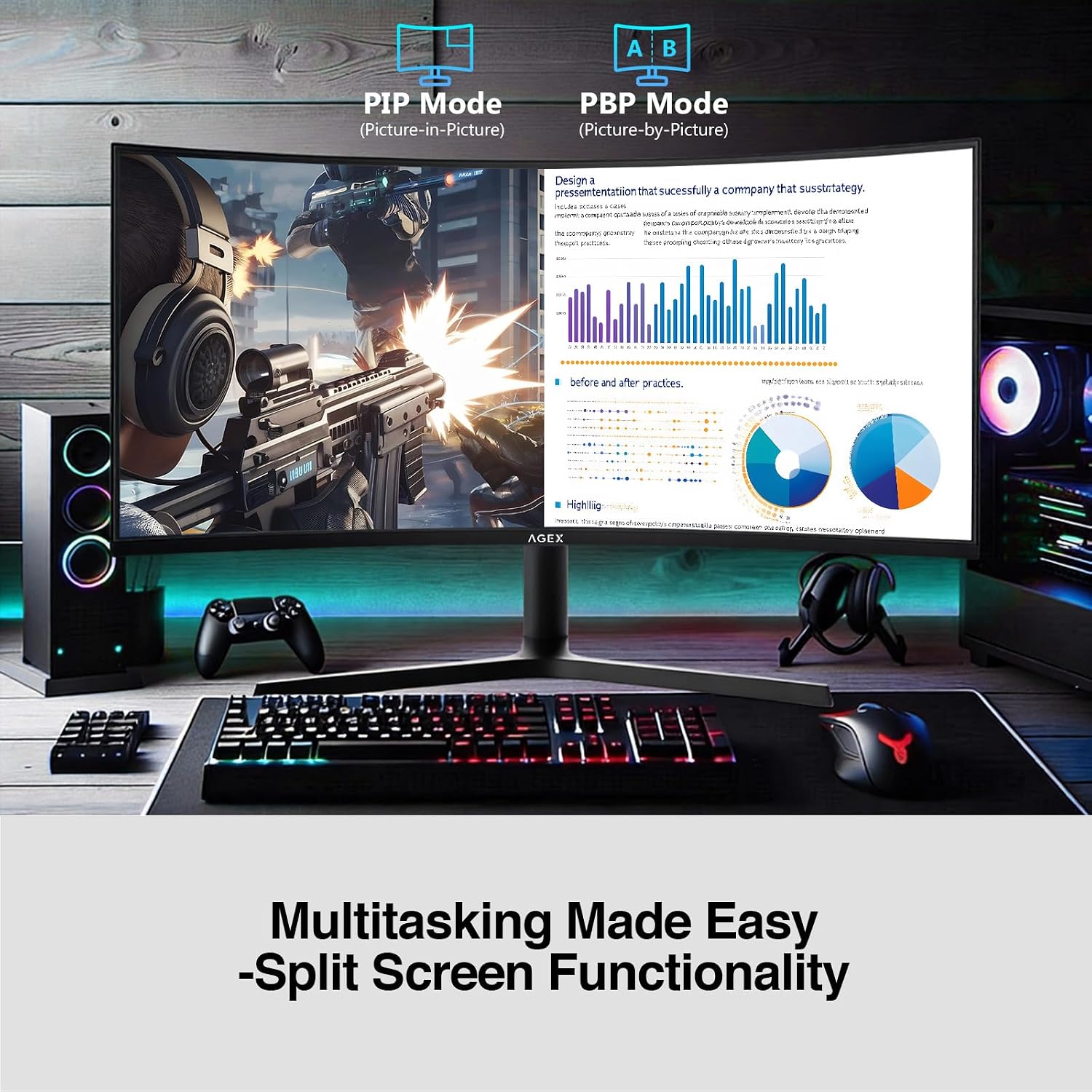 Z-Edge 34' Curved Gaming Monitor, WQHD 1440P 240Hz 165Hz Computer Monitor, MPRT 1ms, 21:9 Aspect Ratio, 1500R，16.7M Colors, 4000:1 Contrast, AG34P Edgeless, Height Adjustable 2X DP and 2X HDMI