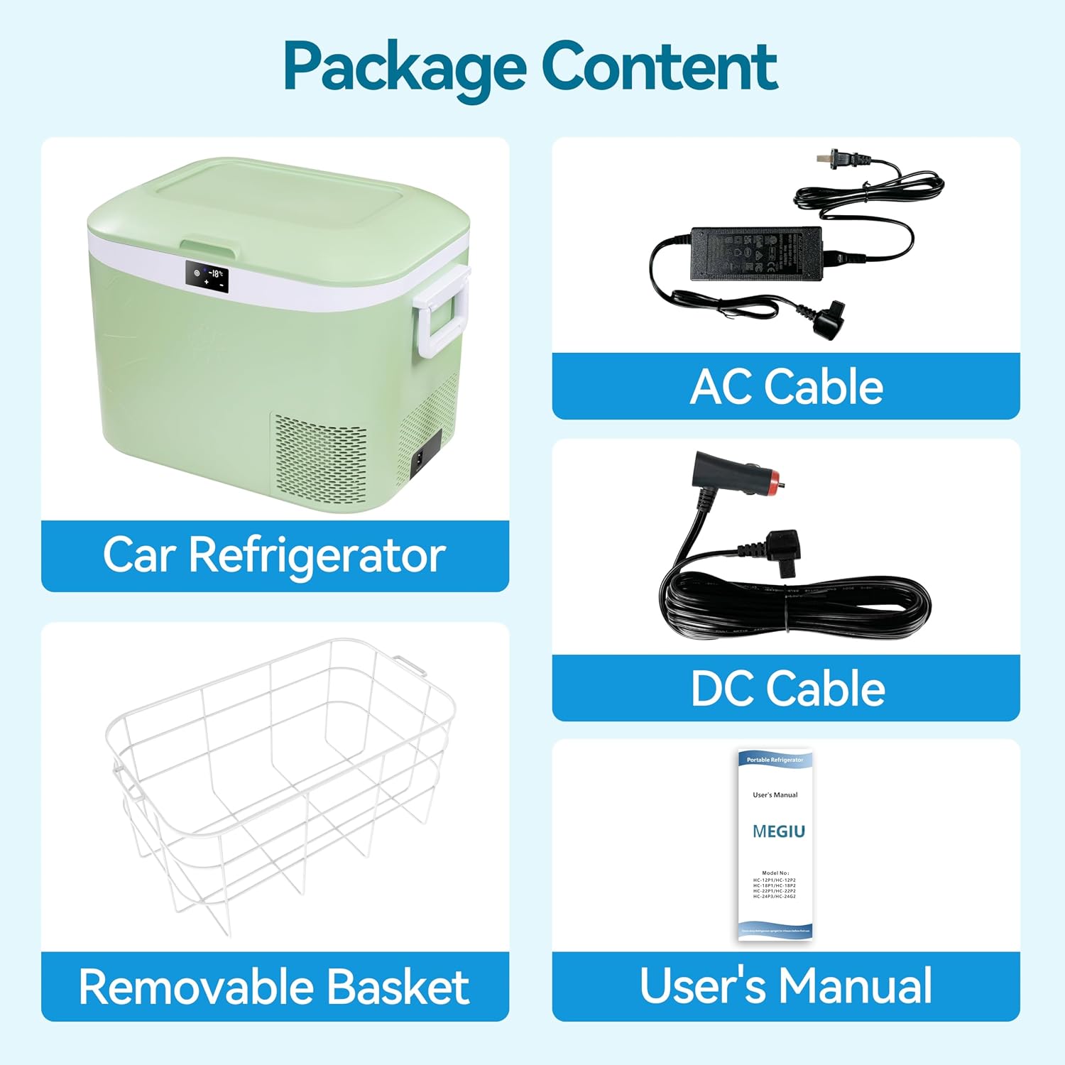 Megiu Car Refrigerator Portable 12V Fridge 19 Quart (18 Liter) 12 Volt Freezer Compressor Cooler 12V/24V DC 110～240 V AC for Truck Van RV Camper SUV and Home Use -18℃~+15℃