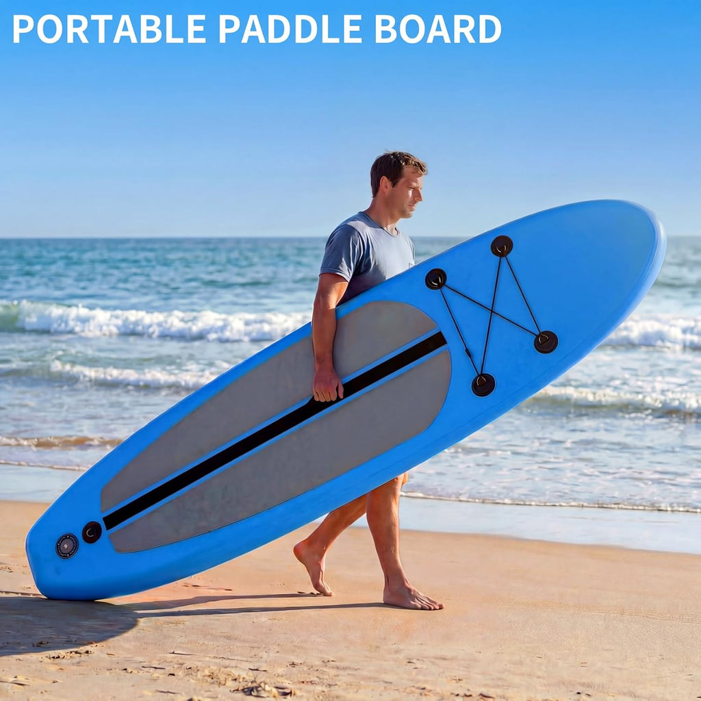 TLSUNNY 10FT Inflatable Stand Up Paddle Board, 3 Fins Paddleboard with Full SUP Accessories for All Skill Levels, Portable Two-Way Hand Pump and Carry Bag, 400LBS