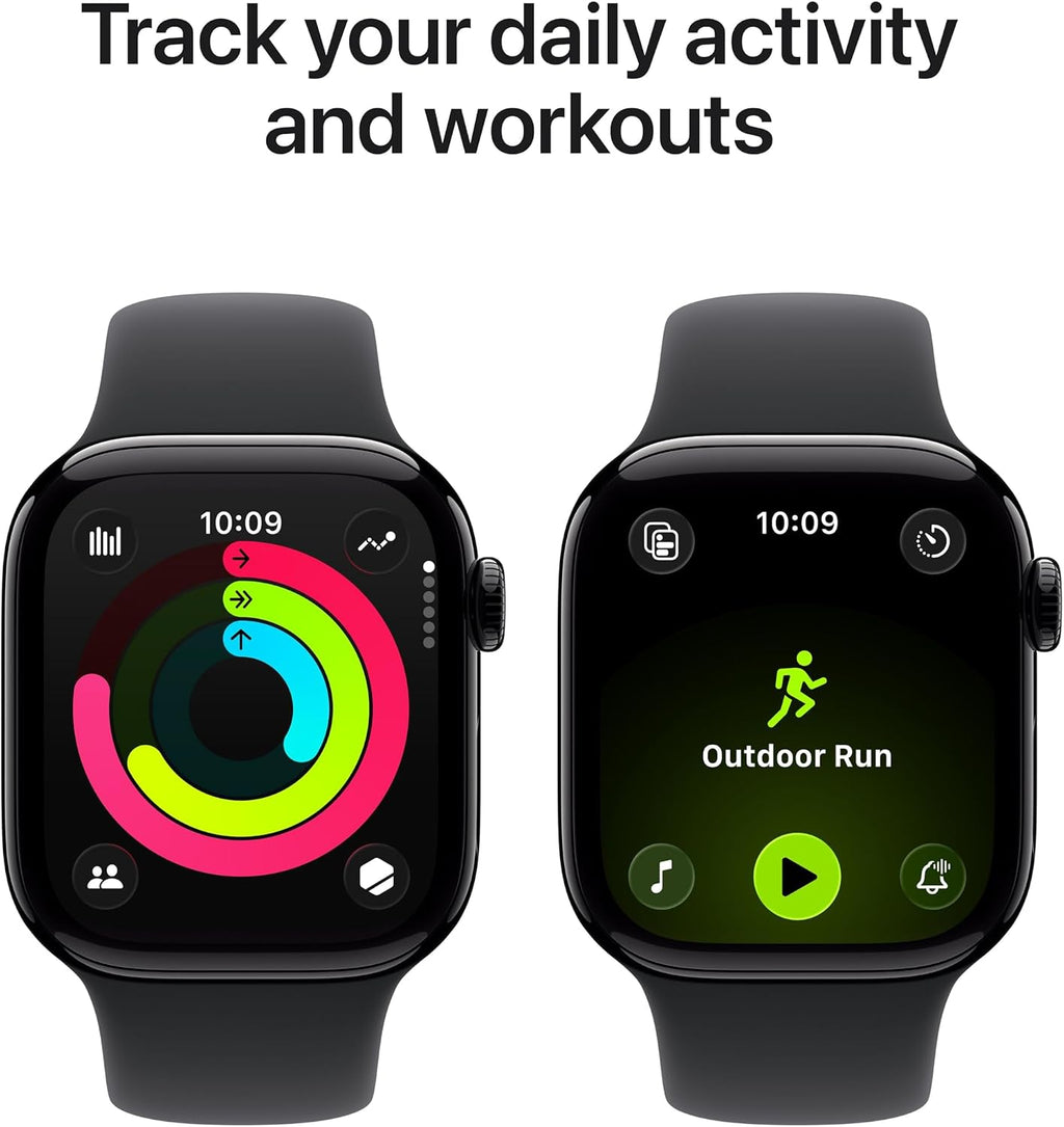 Apple Watch Series 11 [GPS 42mm] Smartwatch with Jet Black Aluminium Case with Black Sport Band - S/M. Sleep Score, Fitness Tracker, Health Monitoring with AppleCare+ (2 Years)