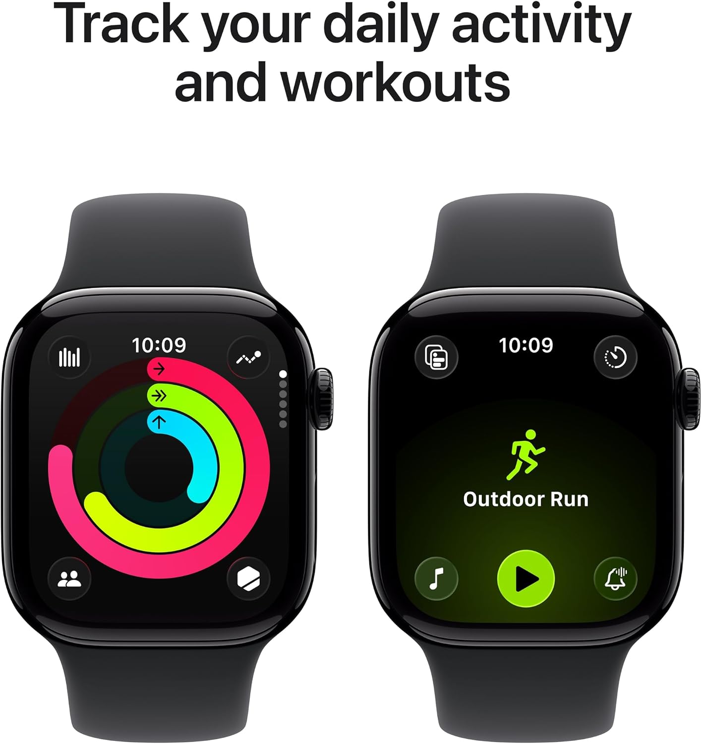 Apple Watch Series 11 [GPS 42mm] Smartwatch with Jet Black Aluminium Case with Black Sport Band - S/M. Sleep Score, Fitness Tracker, Health Monitoring with AppleCare+ (2 Years)
