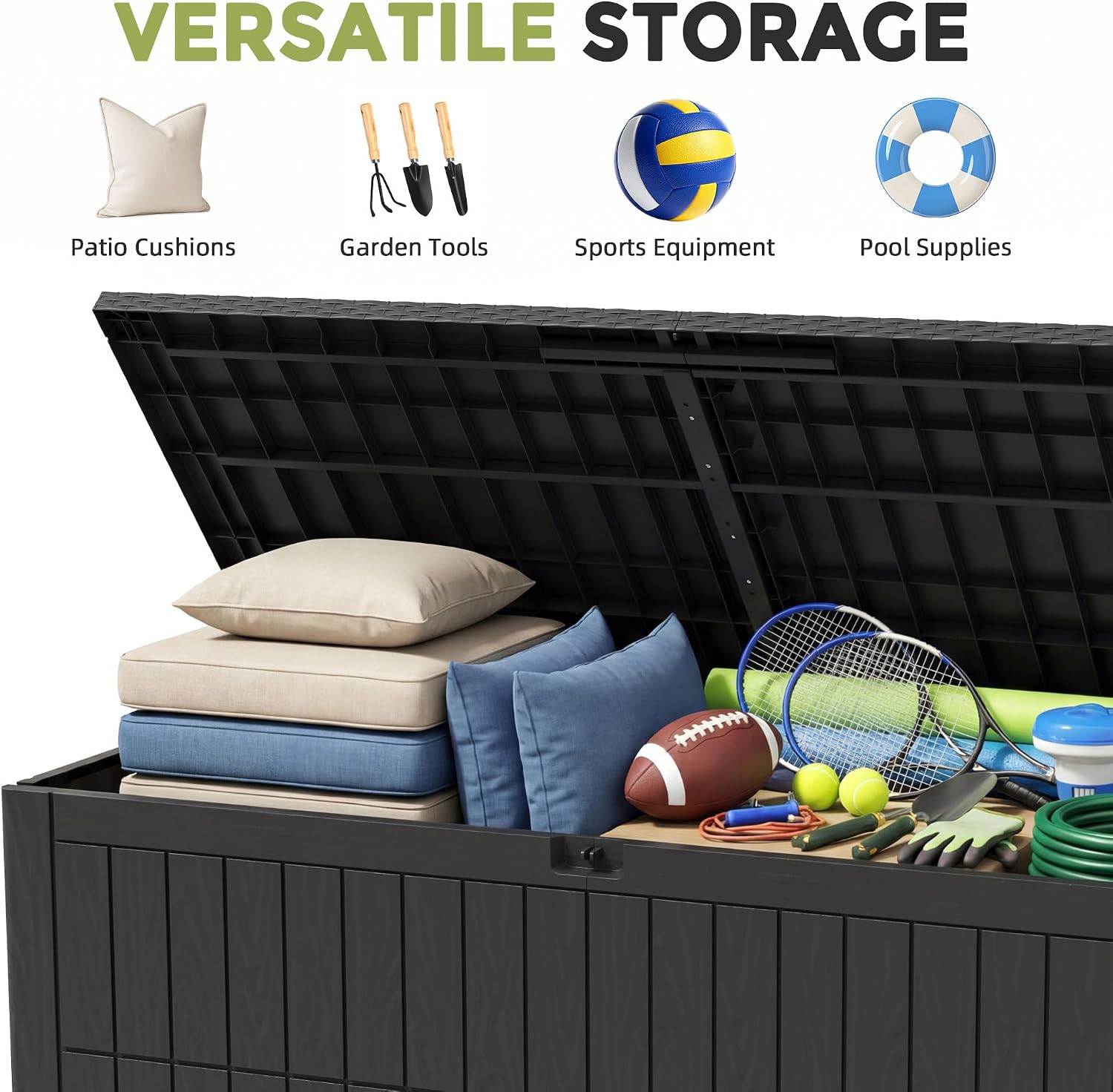 UDPATIO 220 Gallon Deck Box, Outdoor Storage Box Lockable Waterproof Indoor Outdoor Storage Container for Patio Cushions, Garden Tools, Package Delivery Boxes for outside