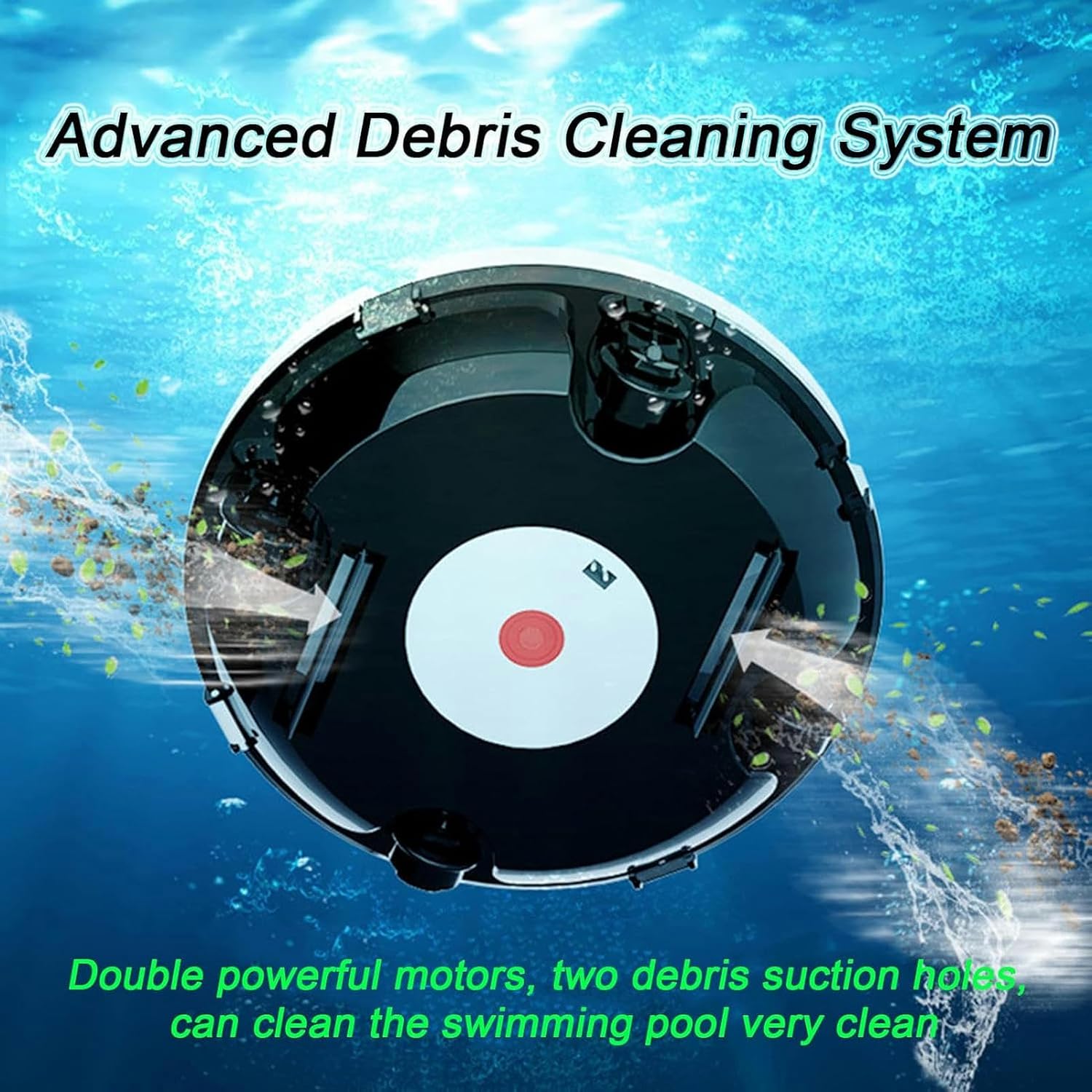 White Wall Climbing Pool Cleaning Robot - Fully Vacuum Cleaner for In-Ground & Above Ground Pools - Intelligent Cordless Pool Cleaners