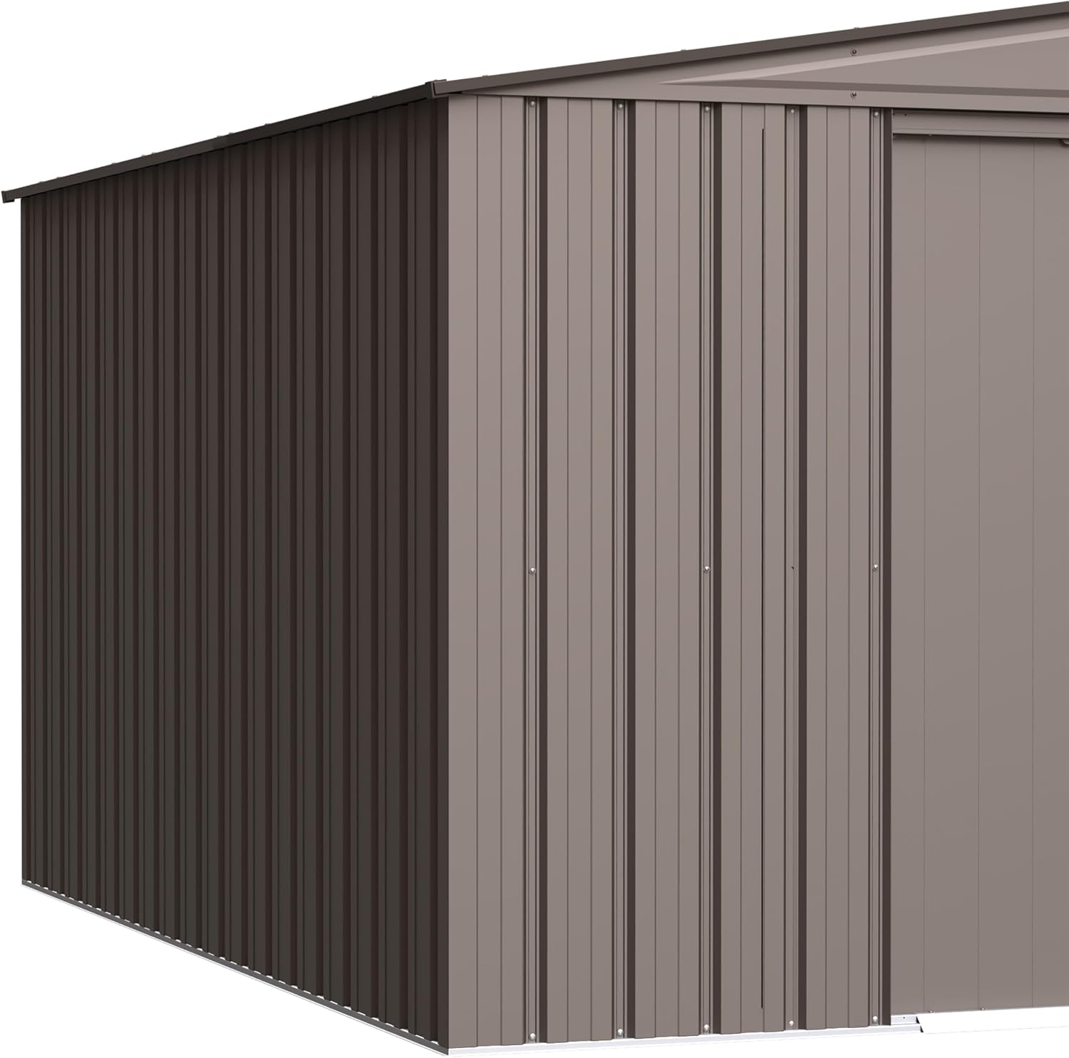 Cover It 6' x 4' Galvanized Steel Outdoor Storage Shed with Pent Roof and Lockable Sliding Doors, Weather-Resistant Steel Storage Shed for Backyards, Tan