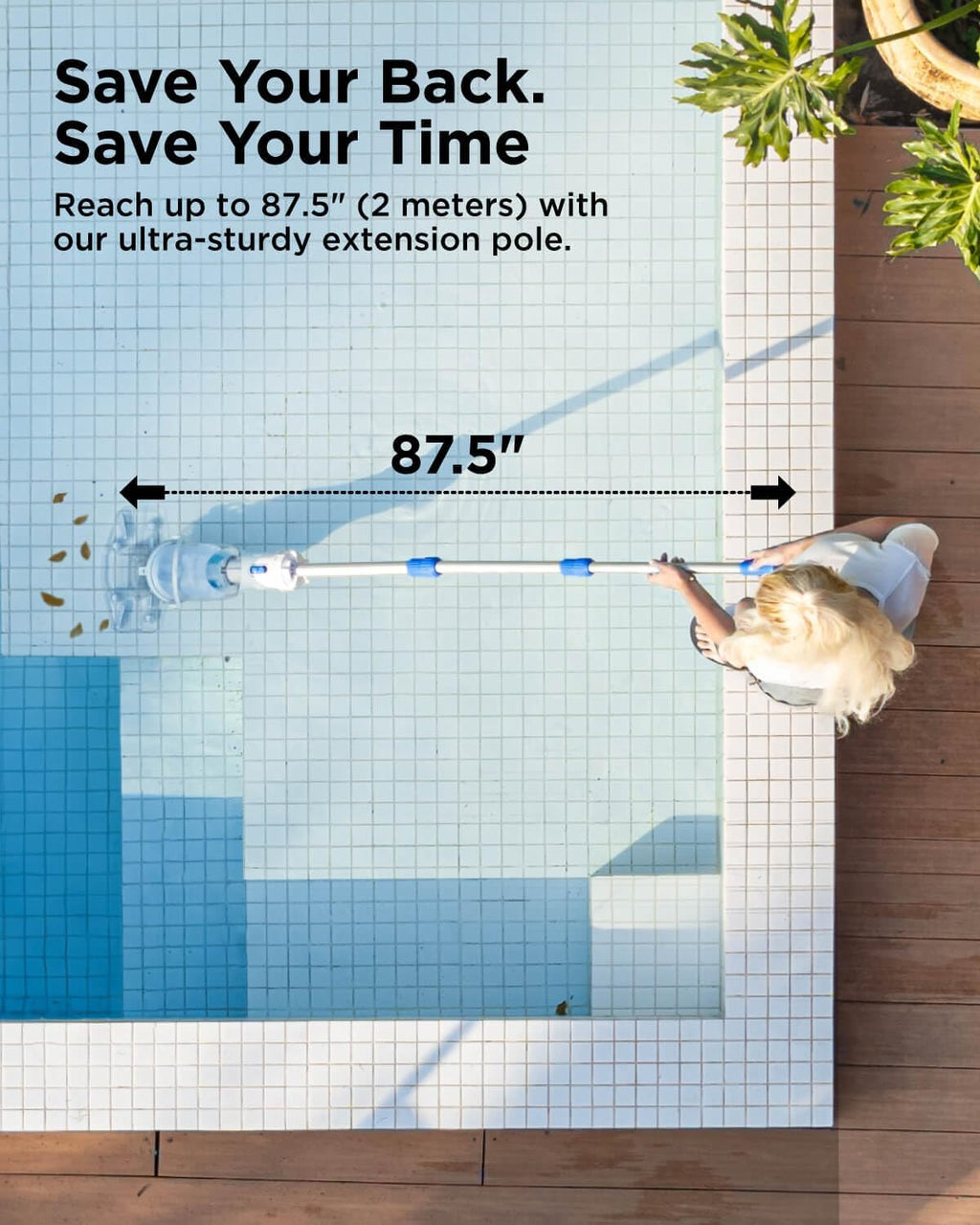 InoKraft Pool Vacuum for Above Ground Pool, Cordless Pool Vacuum for Inground Pools, Rechargeable Pool Cleaner with 18.5 GPM Suction, Above Ground Pool Vacuum with 59' Extendable Pole, Blue