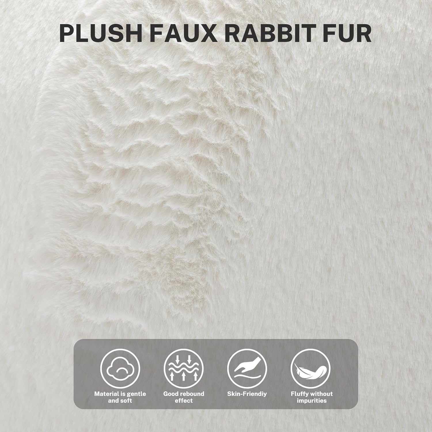 Giant Bean Bag Chair, Comfy Large Bean Bag Chairs for Adults and Kids, Fluffy Faux Rabbit Fur Floor Sofa for Living Room Bedroom Apartment, Beige