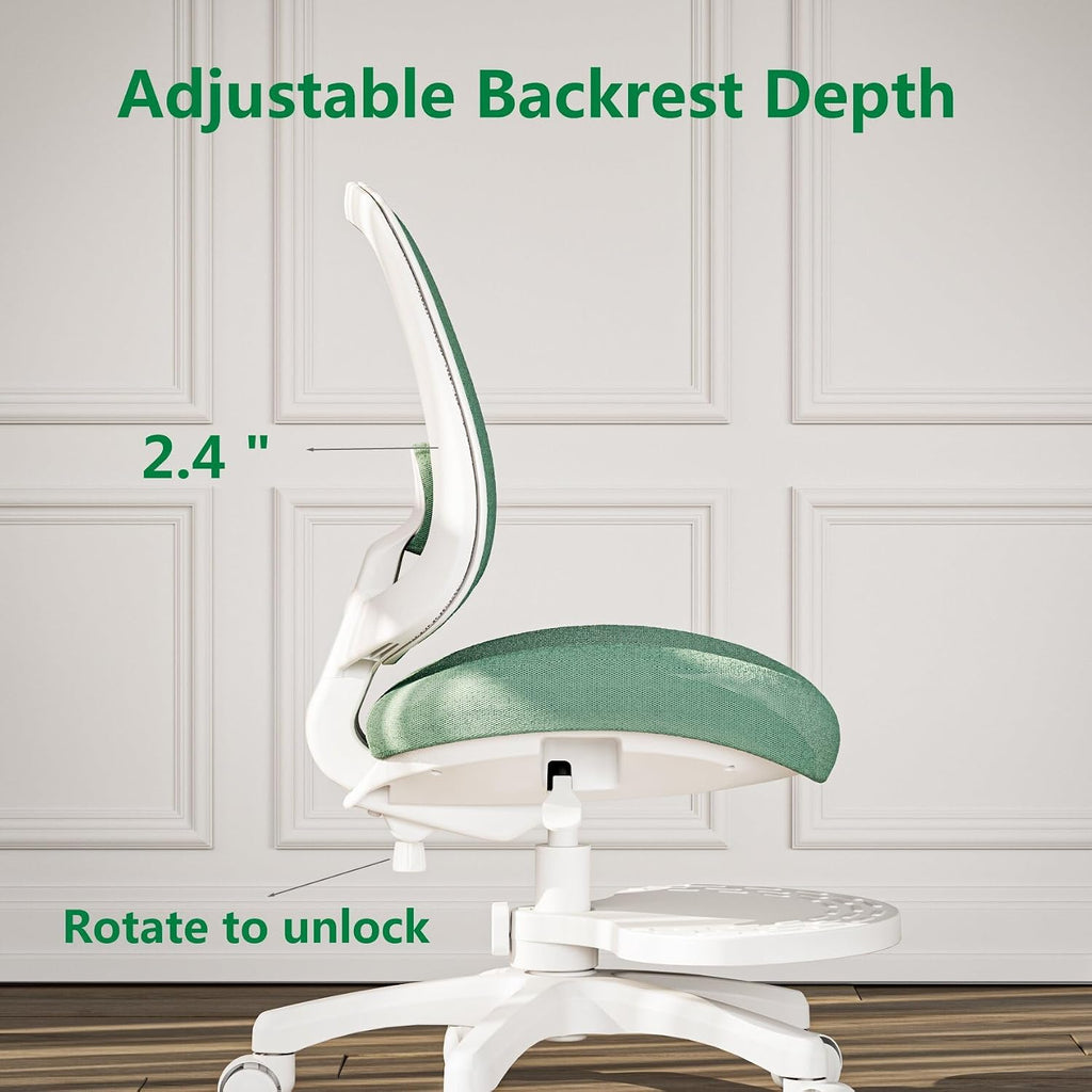 Desk Chair, Ergonomic Study Chair for Kids with Lumbar Support and Footrest, Adjustable Height, Mesh Student Chair with Adjustable backrest, Model Shell (Mint)