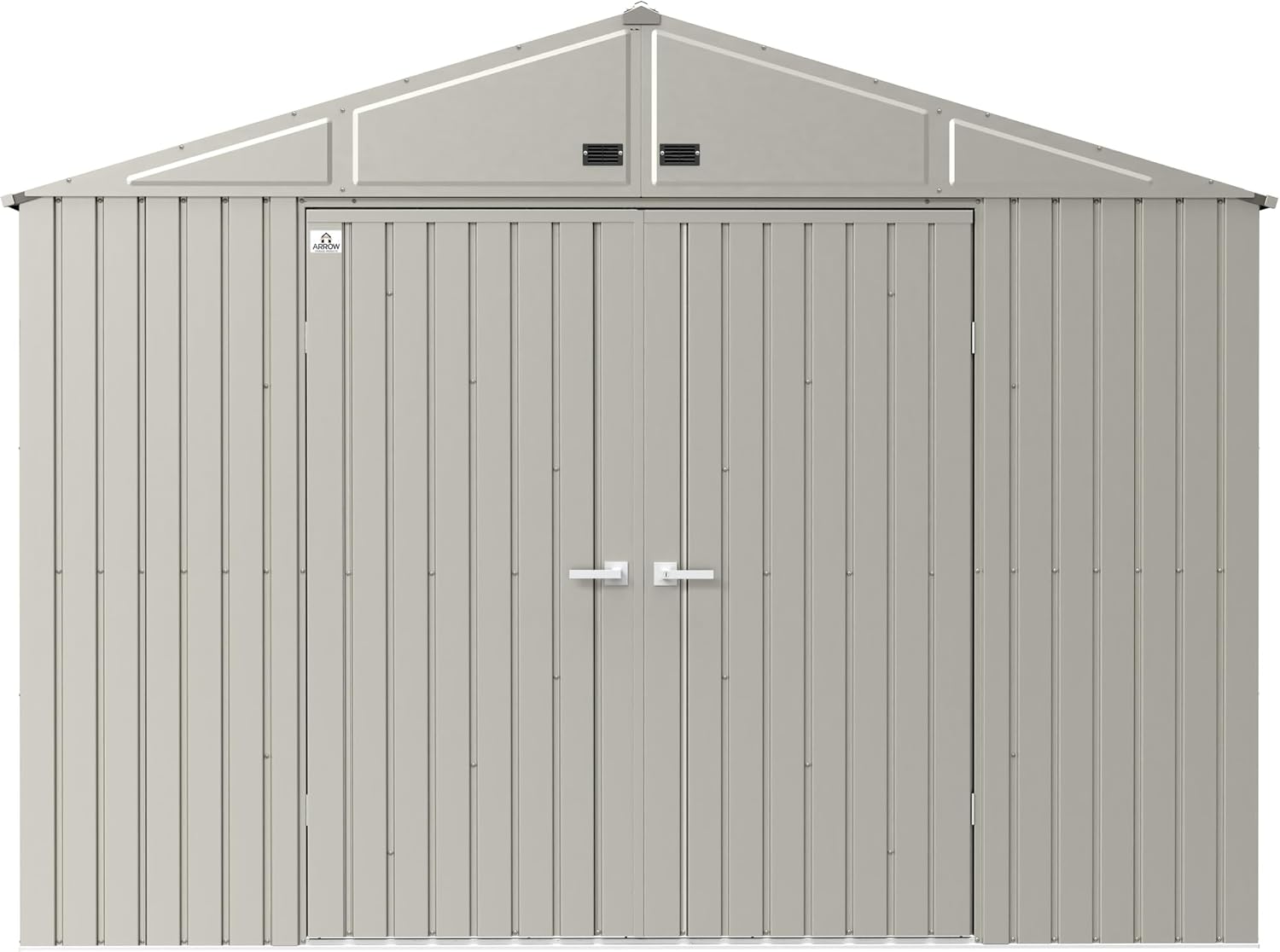 Arrow Shed Elite 10' x 14' Tall Outdoor Steel Storage Shed with High Gable and Lockable Doors Storage Building, Cool Grey