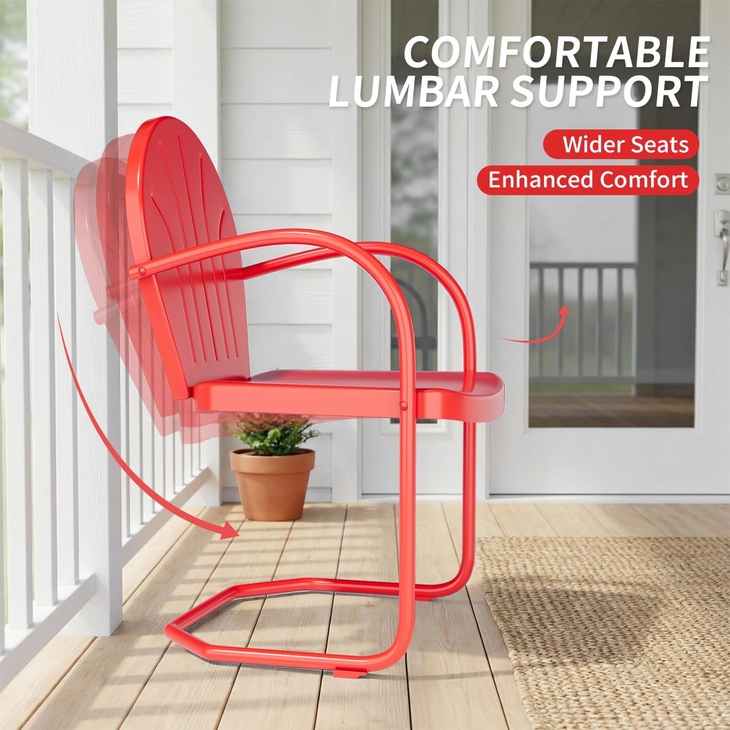3 Piece Bistro Set, Anti-Rust Table and Chairs Set of 2, Waterproof Retro Metal Chairs for Outdoor Indoor/Porch/Lawn/Balcony（Red）